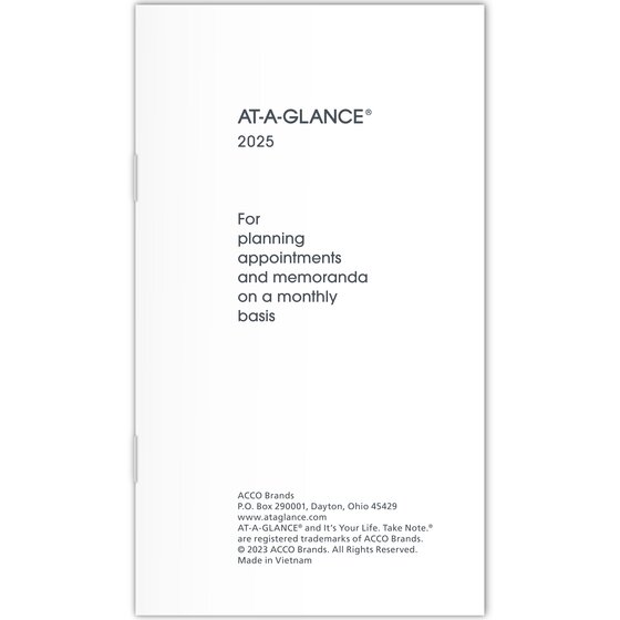 ATAGLANCE® 2025 Monthly Planner Refill for 70064, Pocket, 3 1/2" x 6