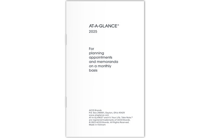 AT-A-GLANCE® 2025 Monthly Planner Refill for 70-064, Pocket, 3 1/2" x 6