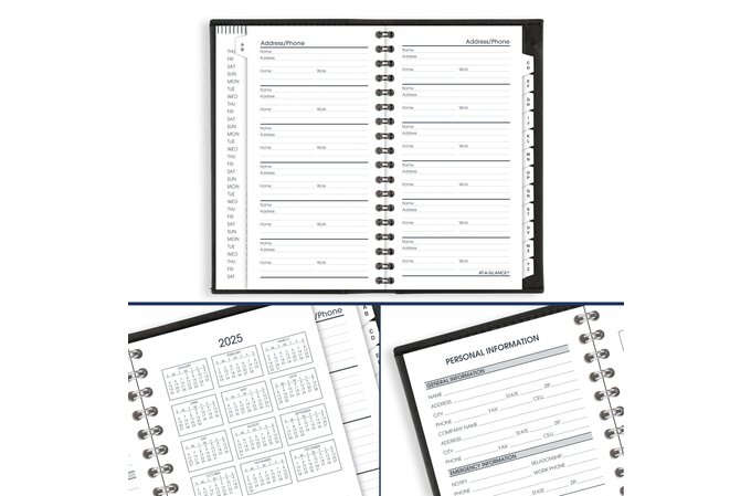 AT-A-GLANCE® 2025 Refillable Weekly Appointment Book Planner, Black ...