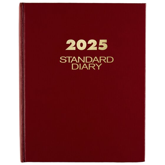 ATAGLANCE® Standard Diary® 2025 Daily Diary, Red, Medium, 7 1/2" x 9