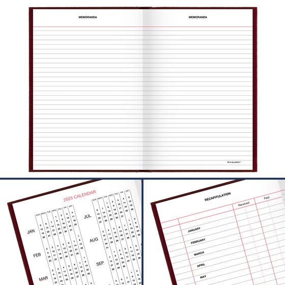 ATAGLANCE® Standard Diary® 2025 Daily Reminder, Red, Small, 5" x 7 1/