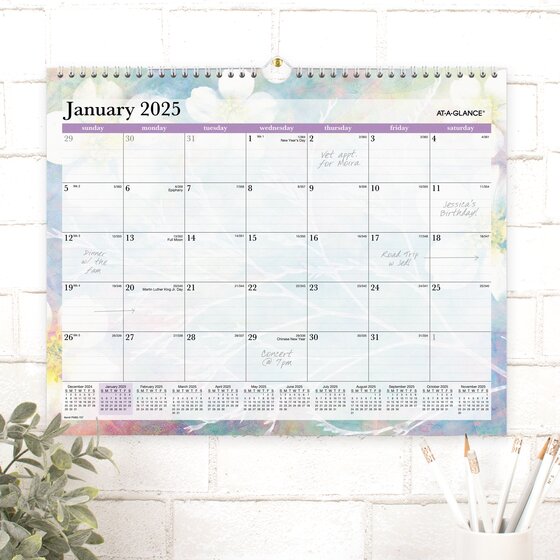 AT-A-GLANCE® Dreams 2025 Monthly Wall Calendar, Medium, 15