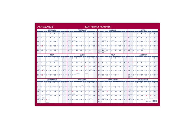 AT-A-GLANCE® 2025 Vertical Horizontal Reversible Erasable Yearly Wall ...