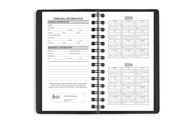AT-A-GLANCE® 2025 Weekly Planner, Black, Pocket, 2 1/2" x 4 1/2