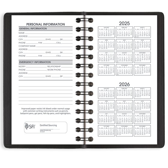 AT-A-GLANCE® 2025 Weekly Planner, Black, Pocket, 2 1/2" x 4 1/2