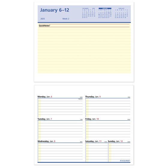 AT-A-GLANCE® QuickNotes® Flip-A-Week® 2025 Weekly Desk Calendar Refill ...