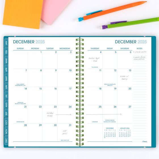 Mead® Color Pop 2025 Weekly Monthly Planner, Pacific Blue, 5 1/2" x 8 1