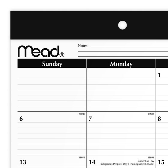 Mead® Basic 2025 15Month Monthly Desk Pad Calendar, Compact, 17 3/4" x