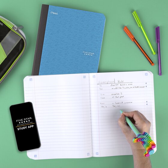 Five Star® Composition Book Plus Study App, Wide Ruled, 80