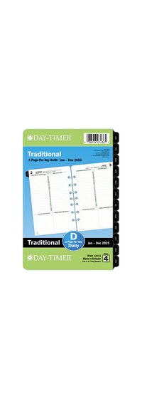 Day-Timer® January 2025 – December 2025 One Page Per Day Planner Refill, Loose-Leaf, Desk Size, 5 1/2" x 8 1/2"
