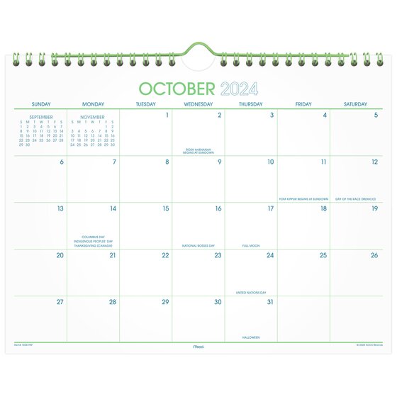 Mead® Color Pop 2025 Monthly Wall Calendar, Small, 11" x 8 1/2" Desk