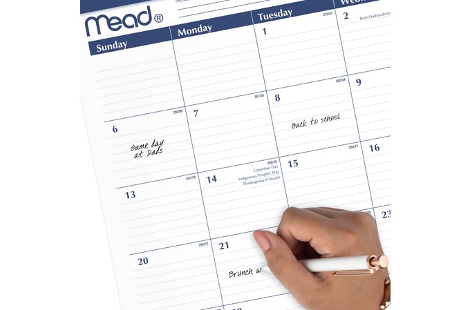 Mead® Basic 2025 15-Month Monthly Desk Pad Calendar, Standard, 21 3/4 ...