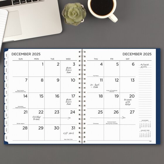 Mead® 2025 15Month BIG PLANS Weekly Monthly Planner, Navy, Large, 8 1/