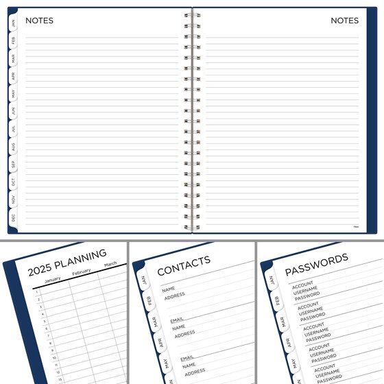 Mead® 2025 15Month BIG PLANS Weekly Monthly Planner, Navy, Large, 8 1/