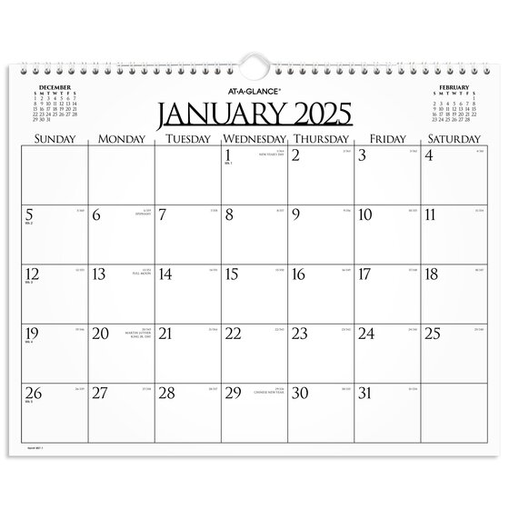 ATAGLANCE® 2025 Business Monthly Wall Calendar, Medium, 15" x 12