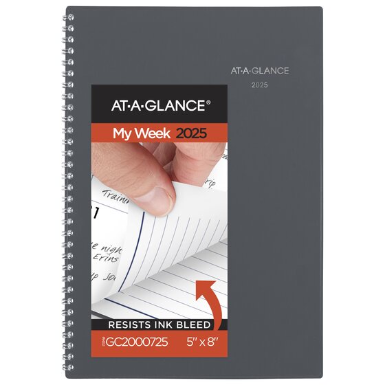 ATAGLANCE® DayMinder® 2025 Weekly Monthly Planner, Gray, Small, 5" x