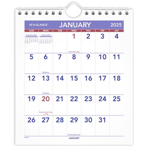 ATAGLANCE® 2025 Monthly Wall Calendar, Mini, 6 1/2" x 7 1/2