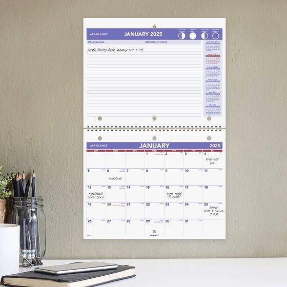 AT-A-GLANCE® 2025 Monthly Desk Wall Calendar, Small, 11" x 8 1/2