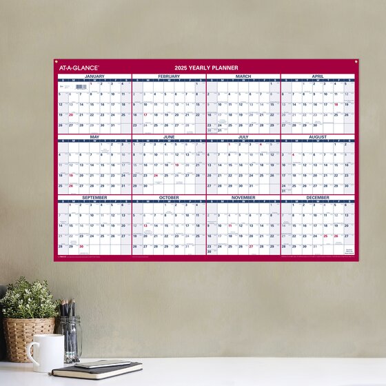 AT-A-GLANCE® 2025 Vertical Horizontal Reversible Yearly Wall Calendar ...