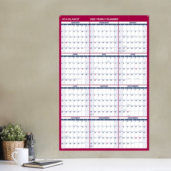 AT-A-GLANCE® 2025 Vertical Horizontal Reversible Yearly Wall Calendar ...