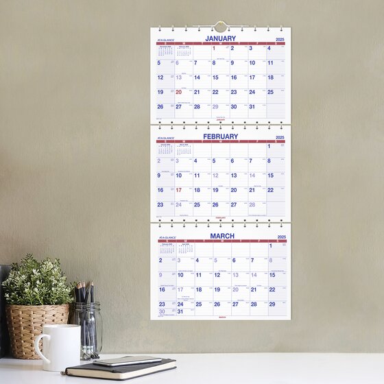 AT-A-GLANCE® 2025 Move-A-Page Three Month Wall Calendar, Large, 12