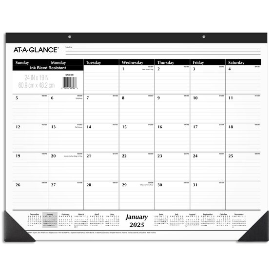 AT-A-GLANCE® 2025 Monthly Desk Pad, Large, 24