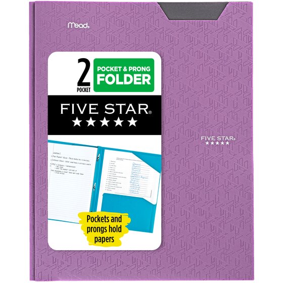 Five Star® Stay-Put Plastic Pocket and Prong Folder, Amethyst
