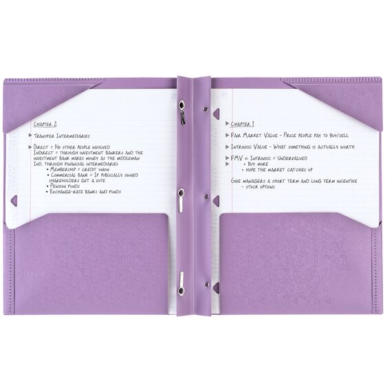 Five Star® Stay-Put Plastic Pocket and Prong Folder, Amethyst
