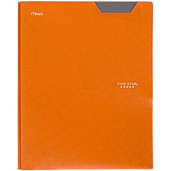Five Star Stay-Put Plastic Pocket and Prong Folder, Sedona Orange