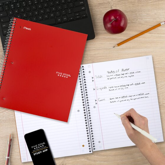 Five Star® Spiral Notebook Plus Study App, 3 Subject, Wide Ruled, 8 Five Star® Spiral Notebook Plus Study App, 3 Subject, Wide Ruled, 8