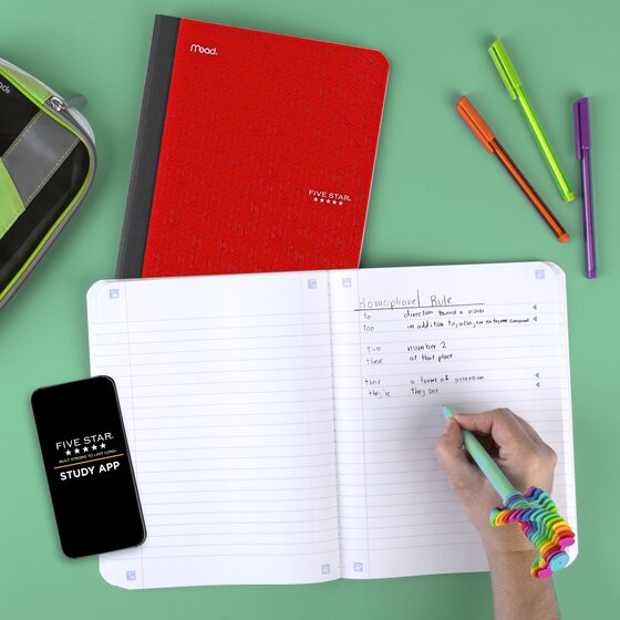 Five Star® Composition Book Plus Study App, Wide Ruled, 80
