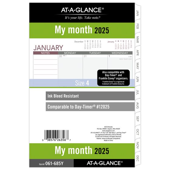 ATAGLANCE® 2025 Monthly Planner Refill, LooseLeaf, Desk Size, 5 1/2