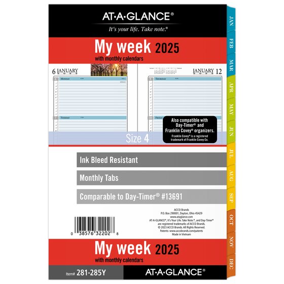 ATAGLANCE® 2025 Zenscapes Weekly Monthly Planner Refill, LooseLeaf