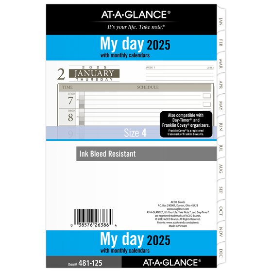 ATAGLANCE® 2025 Daily Planner One Page Per Day Refill, LooseLeaf