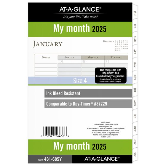 ATAGLANCE® 2025 Monthly Planner Refill, LooseLeaf, Desk Size, 5 1/2