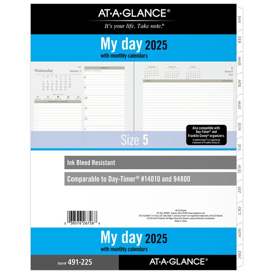 ATAGLANCE® 2025 Daily Planner Two Pages Per Day Refill, LooseLeaf