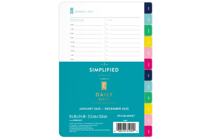 Simplified by Emily Ley for AT-A-GLANCE® 2025 One Page Per Weekday ...