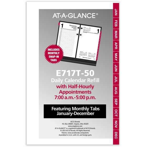 ATAGLANCE® 2025 Daily LooseLeaf Desk Calendar Refill with Monthly