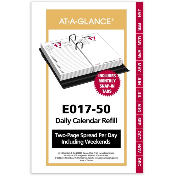 AT-A-GLANCE® 2025 Daily Loose-Leaf Desk Calendar Refill, Standard, 3 1/2