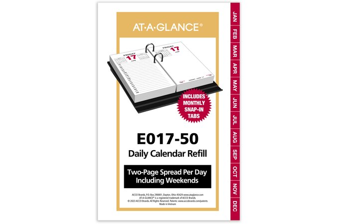AT-A-GLANCE® 2025 Daily Loose-Leaf Desk Calendar Refill, Standard, 3 1/