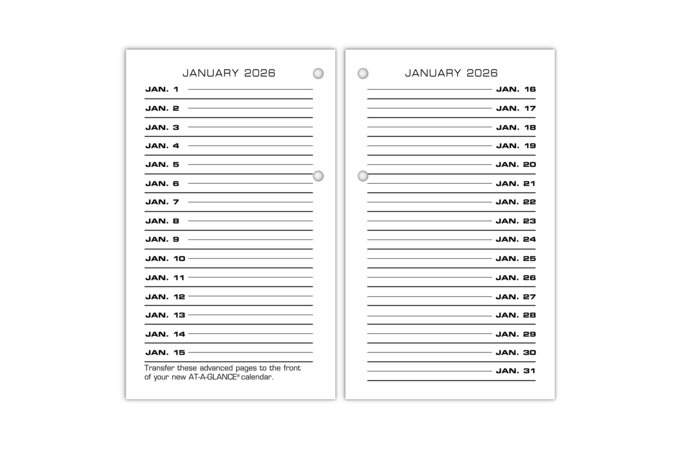 AT-A-GLANCE® 2025 Daily Loose-Leaf Desk Calendar Refill, Standard, 3 1/