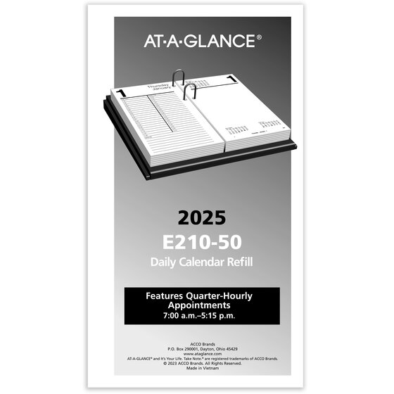 ATAGLANCE® 2025 Daily LooseLeaf Desk Calendar Refill, Standard, 4 1/
