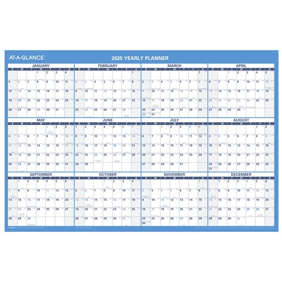 ATAGLANCE® 2025 Horizontal Reversible Erasable Wall Calendar, Large