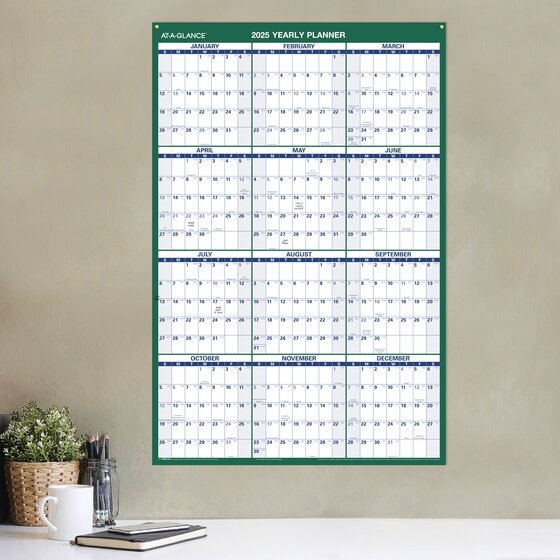 ATAGLANCE® 2025 Vertical Reversible Erasable Wall Calendar, Large, 24