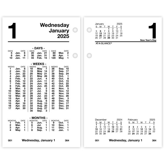 ATAGLANCE® 2025 Financial Daily Desk Calendar Refill, Standard, 3 1/2