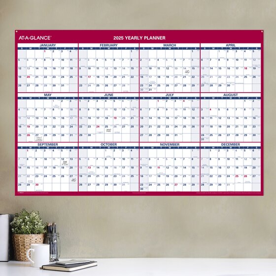 ATAGLANCE® 2025 Vertical Horizontal Reversible Yearly Wall Calendar