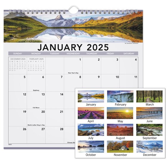 ATAGLANCE® 2025 Landscape Monthly Wall Calendar, Medium, 12" x 12