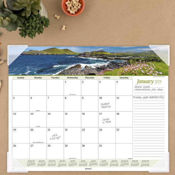 ATAGLANCE® 2025 Panoramic Seascape Monthly Desk Pad, Standard, 21 3/4