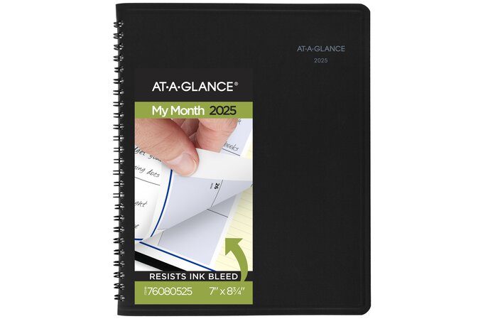 AT-A-GLANCE® QuickNotes® 2025 Monthly Planner, Black, Medium, 7