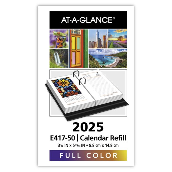 ATAGLANCE® 2025 Daily Photographic LooseLeaf Desk Calendar Refill